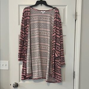 LuLaRoe Pink and Gray Patterned Cardigan